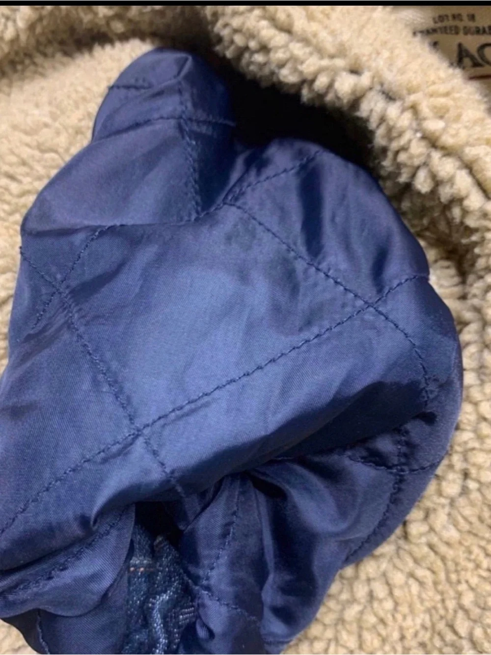 The Children's Place Dark Blue Denim Jacket with Cream Sherpa Collar